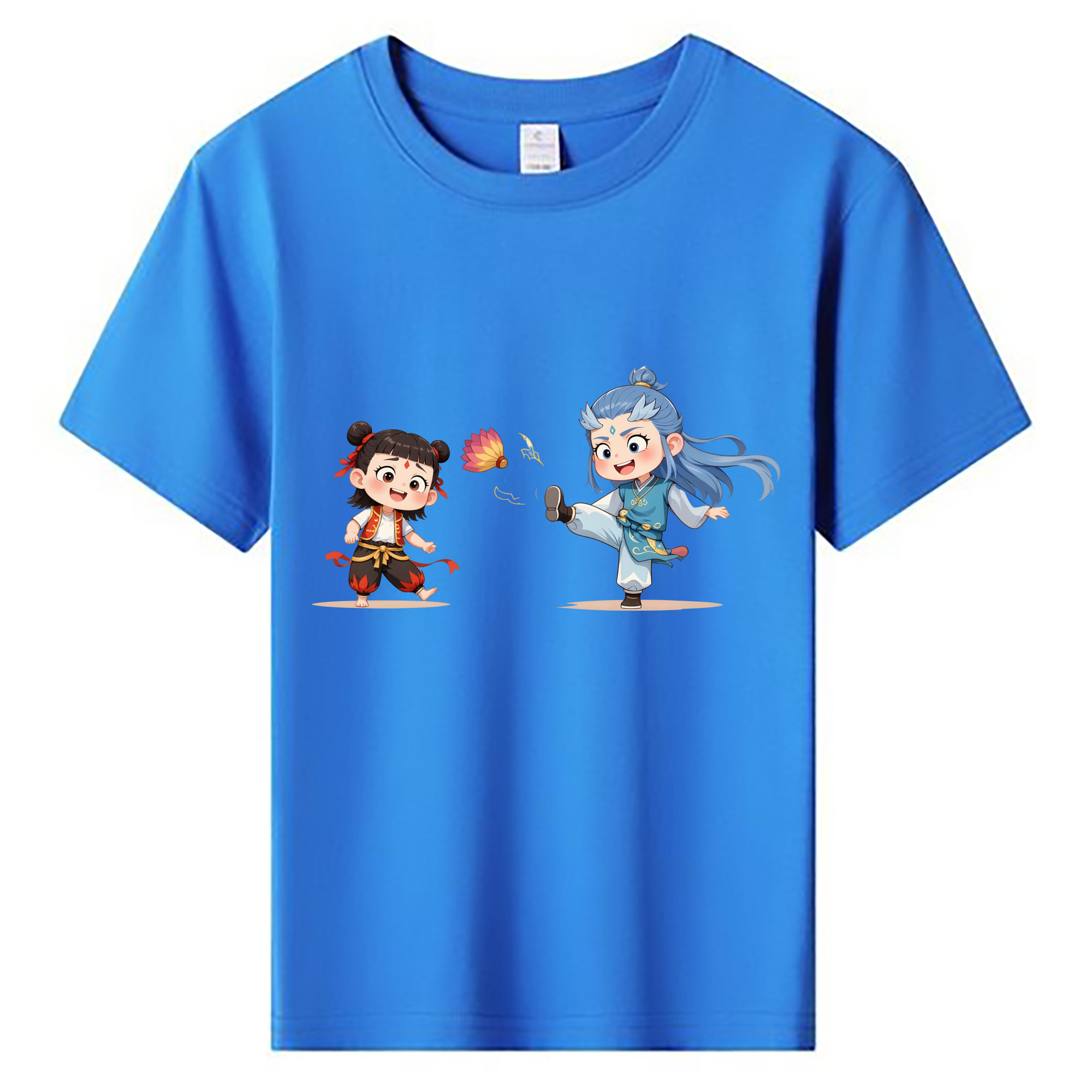 （画像用） Ne Zha 2 ナタ 魔童の大暴れ 綿100％キッズTシャツ（フロントプリント）